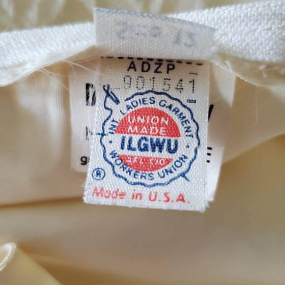 Vintage Victorian Wedding Dress XS Maxi Cream Lace Beads Tulle Lined Zip USA - Picture 4 of 15